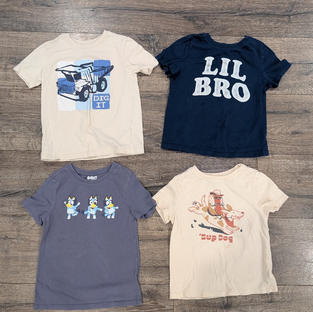 Old Navy 4T T-shirt Bundle 100% Cotton Play Tops Truck Bluey Toddler Boy
